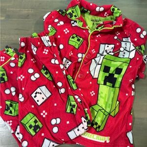 Kids Minecraft Pajama set- Red and Green
